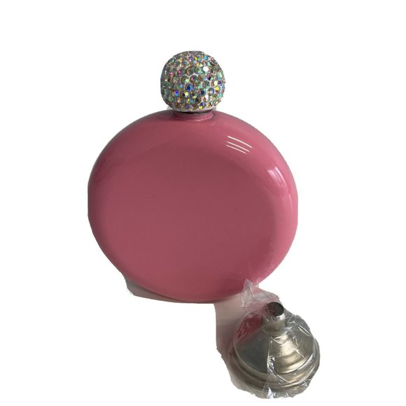 Pink Flask Stainless Steel Total Glam Rhinestone Cap Funnel BOTTOM DOLLAR SALE!! - Picture 3 of 11